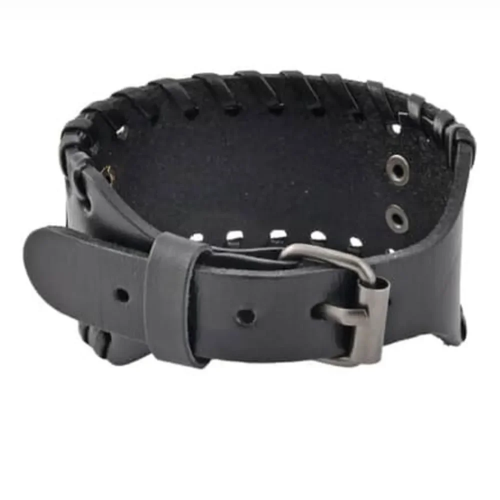 Black Genuine Leather and Dualtone Adjustable Bracelets - Picture 5 of 16